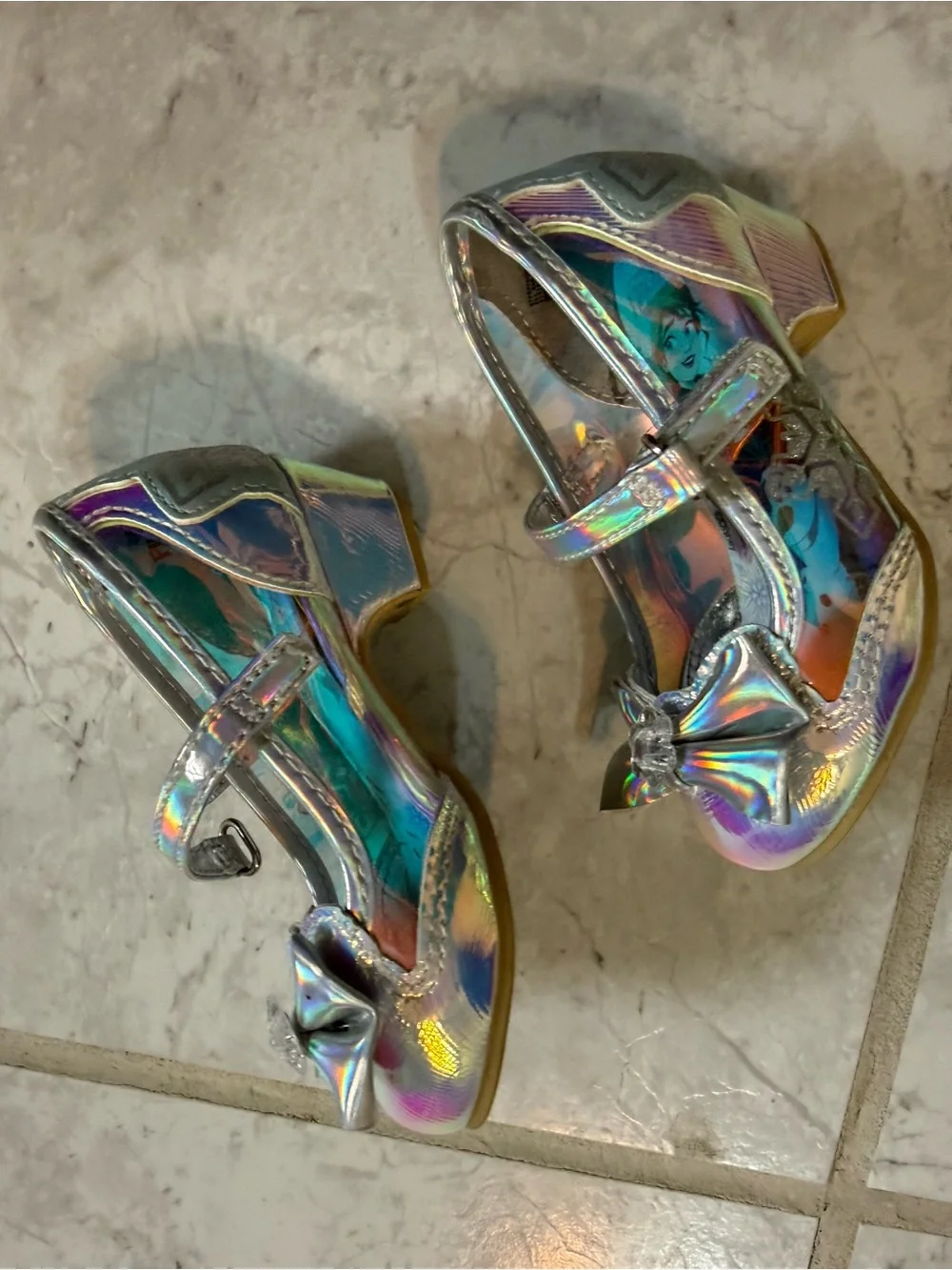 Disney Frozen Holographic Silver Dress-up heels size 7T